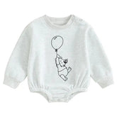 Soft warm fleece Baby Bear Balloon  Oversized Sweatshirt Romper Hippo Boutique