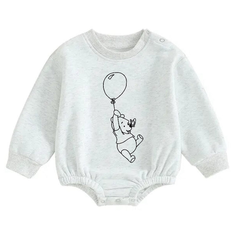 Soft warm fleece Baby Bear Balloon  Oversized Sweatshirt Romper Hippo Boutique