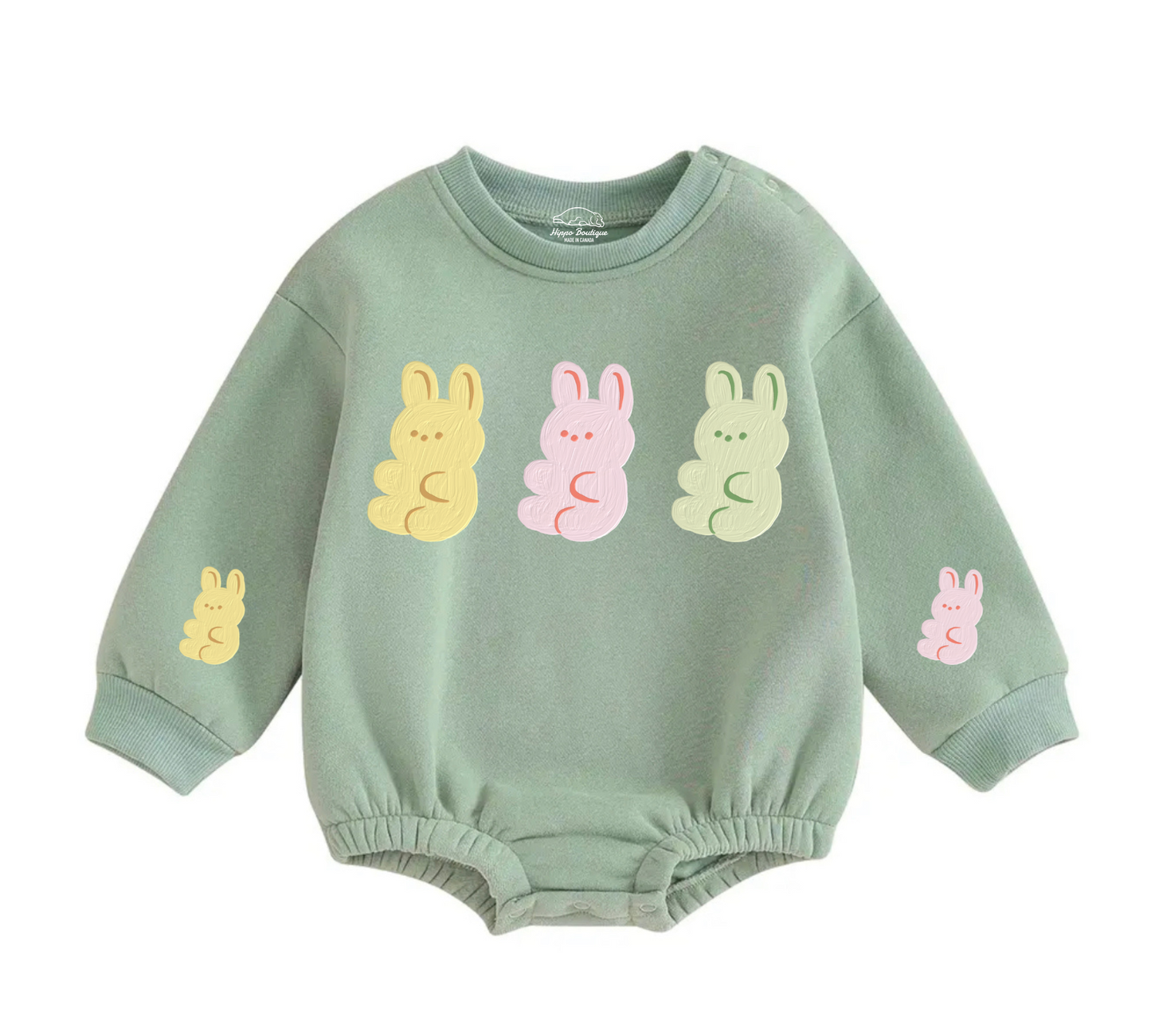 Soft warm fleece oversized Romper - Bunnies