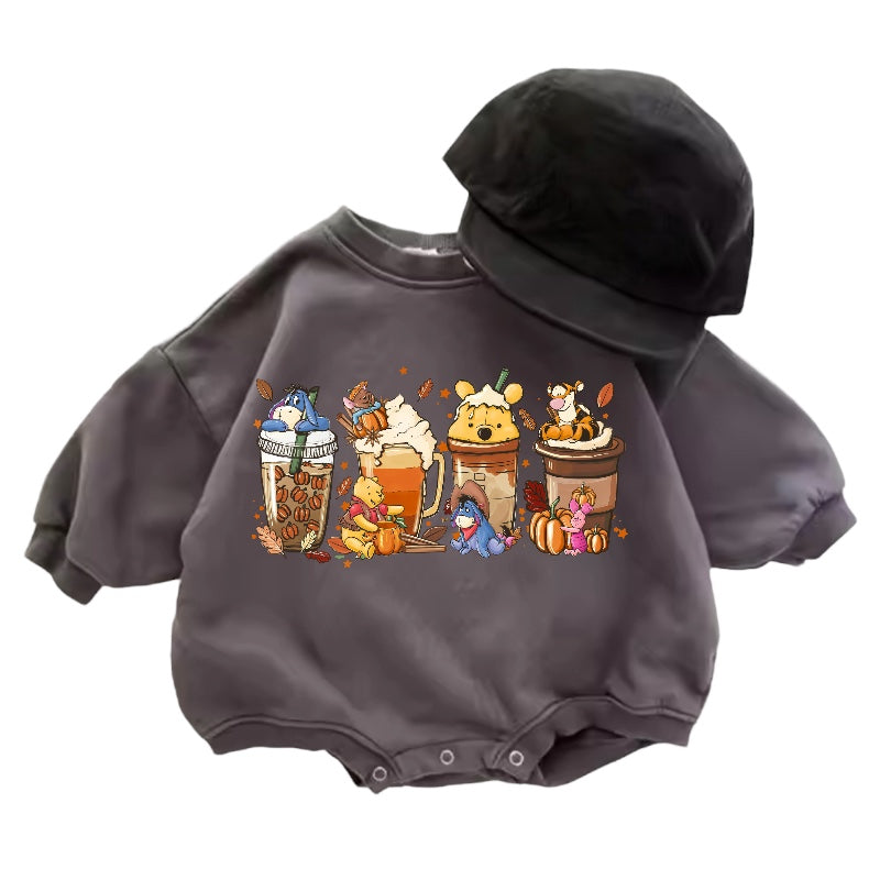 Cotton Pooh Fall Baby Halloween Sweatshirt Romper Hippo Boutique