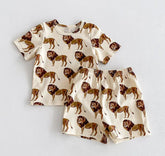 Toddler Forest Animals shorts and t-shirt outfit Hippo Boutique