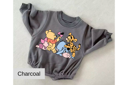 Pooh friends baby Oversized Sweatshirt Romper Hippo Boutique