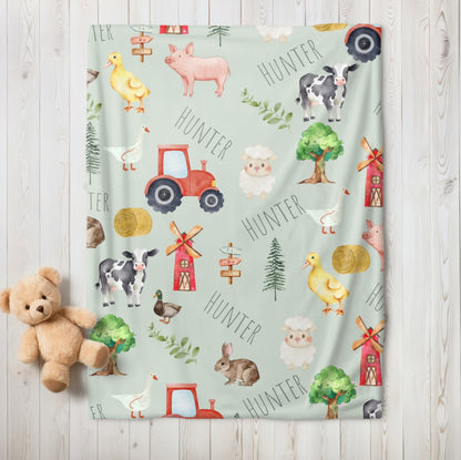 Farm Baby Name Blanket Custom Hippo Boutique