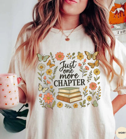 Bookish One More Chapter Floral Women’s T-Shirt Hippo Boutique