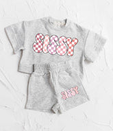 Checkered Sissy Baby Girl T-Shirt & Shorts outfit Hippo Boutique