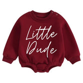 Soft warm little dude fleece Baby Boy Oversized Sweatshirt Romper Hippo Boutique