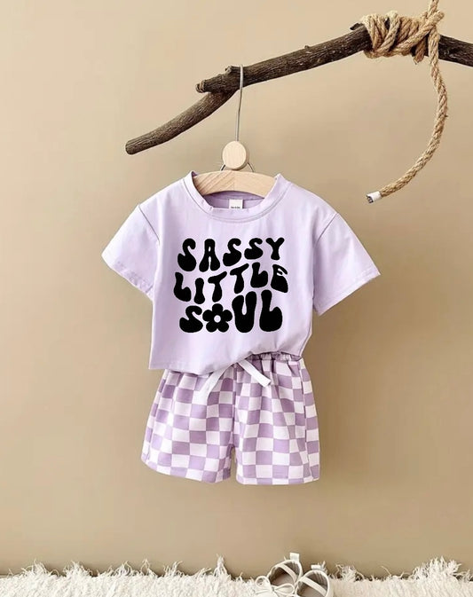 Sassy Little Soul T-Shirt & Checkered Shorts Set Hippo Boutique