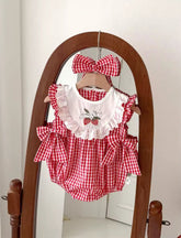 Strawberry Sleeveless Baby Dress with Bows Hippo Boutique