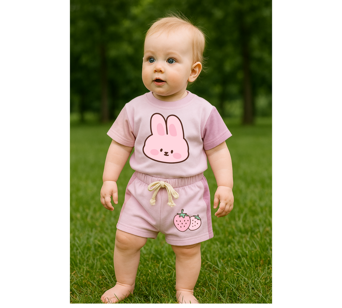 Bunny Baby and Kids cotton color block t-shirt & shorts outfit