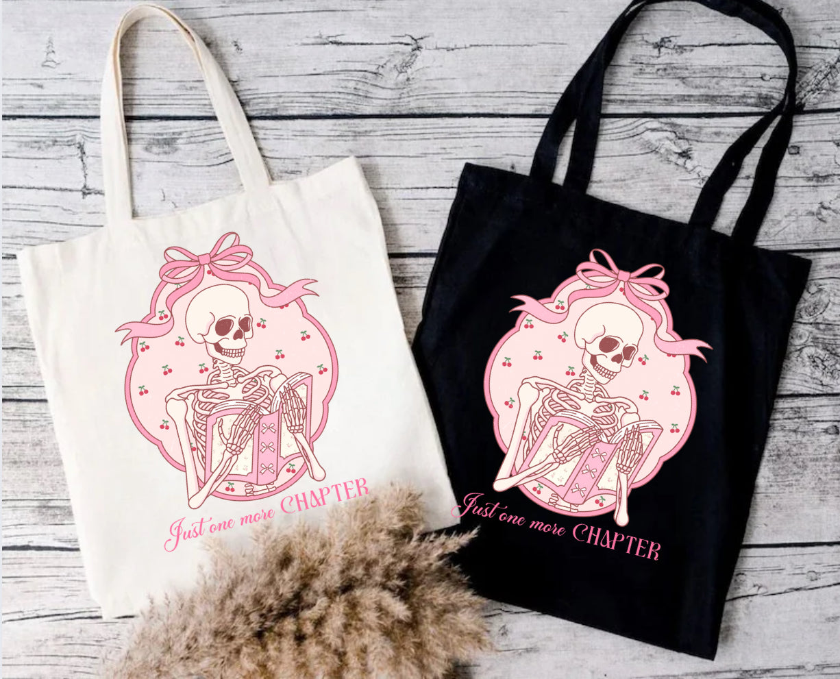 Bookish Gifts Bookworm Shoulder Bag just one more chapter smut romance Tote Bag library Book Bag Book Carrying Bag Book Lover Gifts, one more chapter skeleton bookish