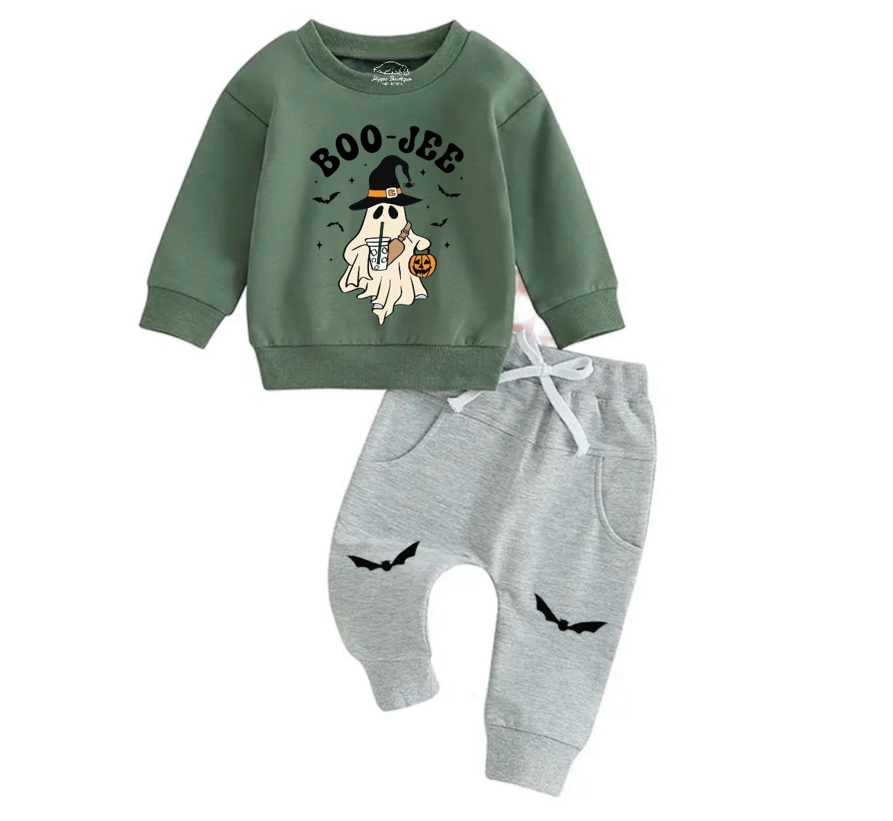 Boo jee Ghost Baby Halloween Sweatshirt Set Hippo Boutique