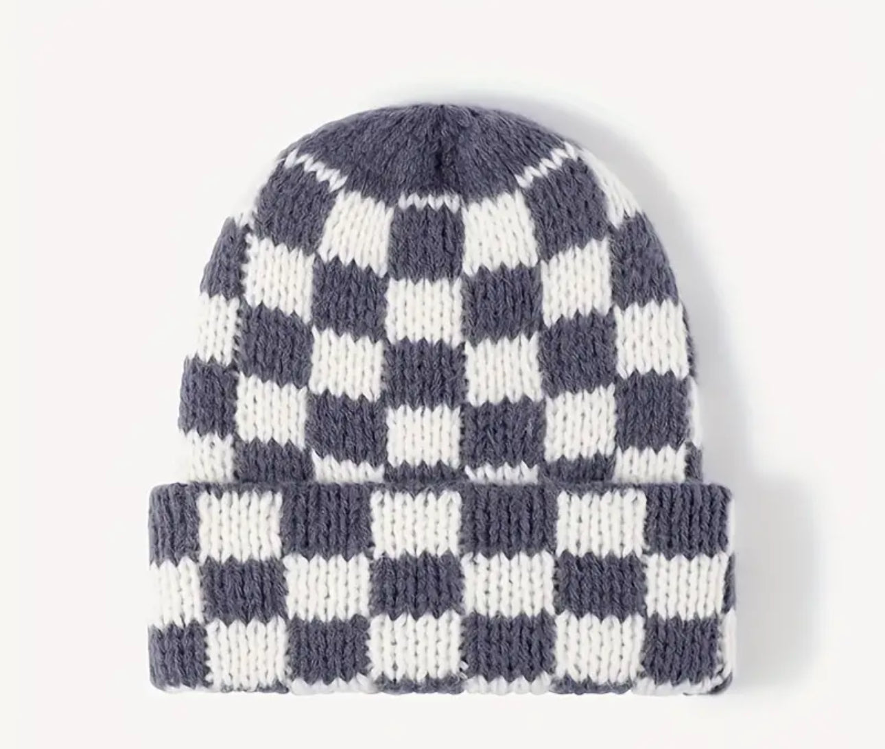 Checkered Print Knit Beanies Hippo Boutique