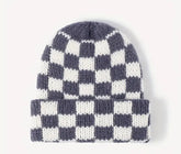 Checkered Print Knit Beanies Hippo Boutique