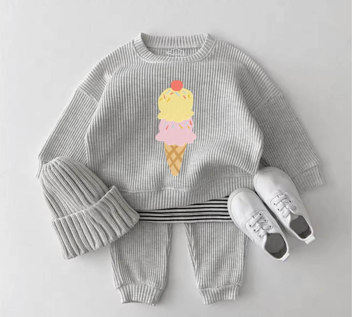 Baby Waffle Knit Jogger Outfit - Ice Cream Hippo Boutique