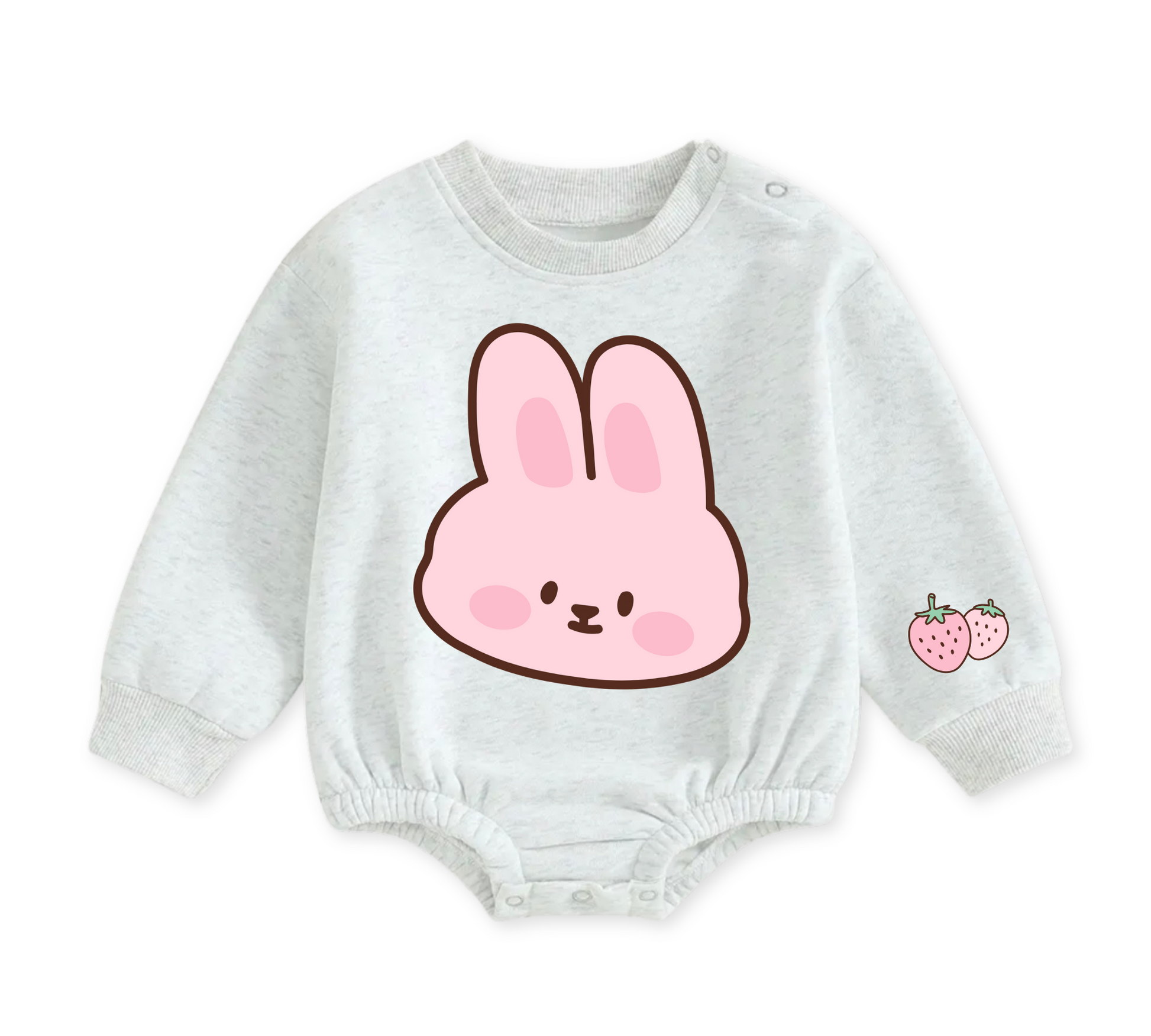 Soft warm fleece oversized Romper - Bunny Strawberry Hippo Boutique