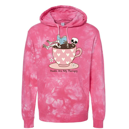 Books are My Therapy Tie Dye Hoodies Hippo Boutique