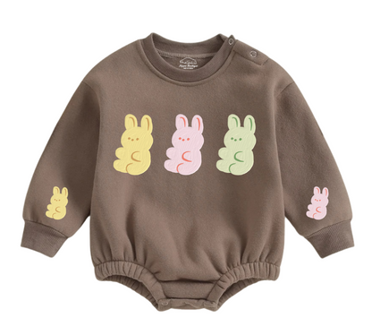 Soft warm fleece oversized Romper - Bunnies