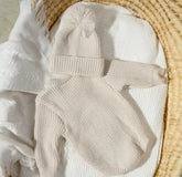 Newborn Baby Knit Bodysuit with Knitted Hat Hippo Boutique