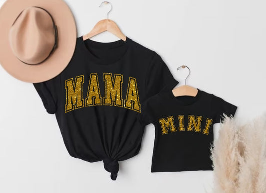 Glitter Mama & Mini Bear Matching T-Shirts - Black Hippo Boutique