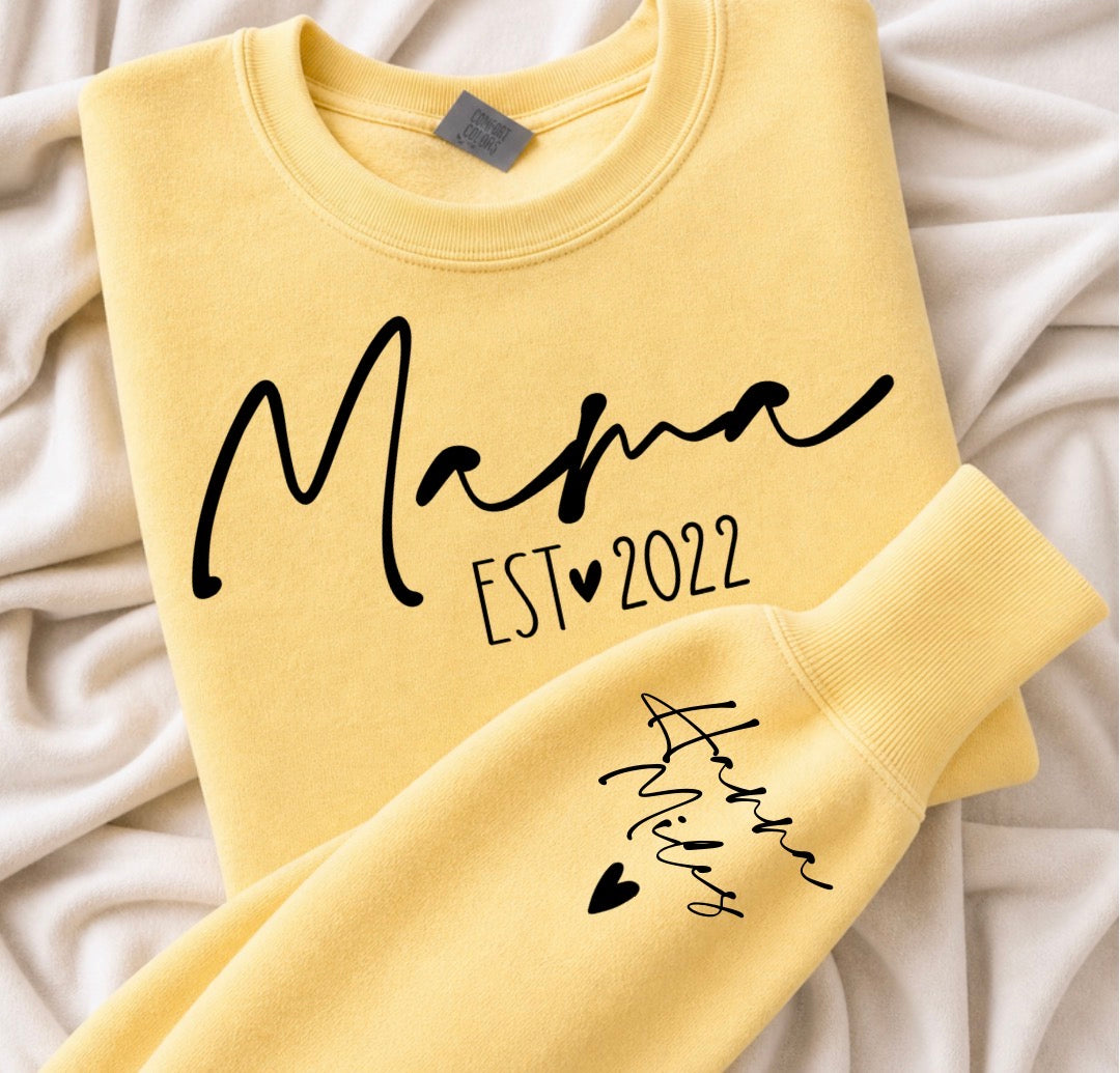 Cropped Sweatshirt - Custom Mama est with kids names Hippo Boutique