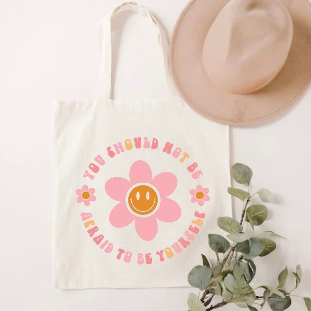 Be Yourself Flower Tote Bag Hippo Boutique