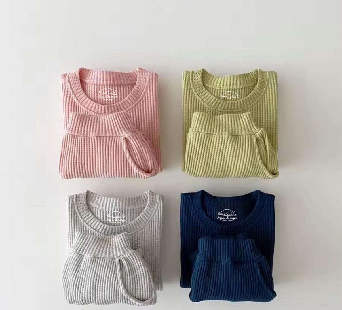 Baby Waffle Knit Jogger Outfit - Bunny Strawberry Hippo Boutique