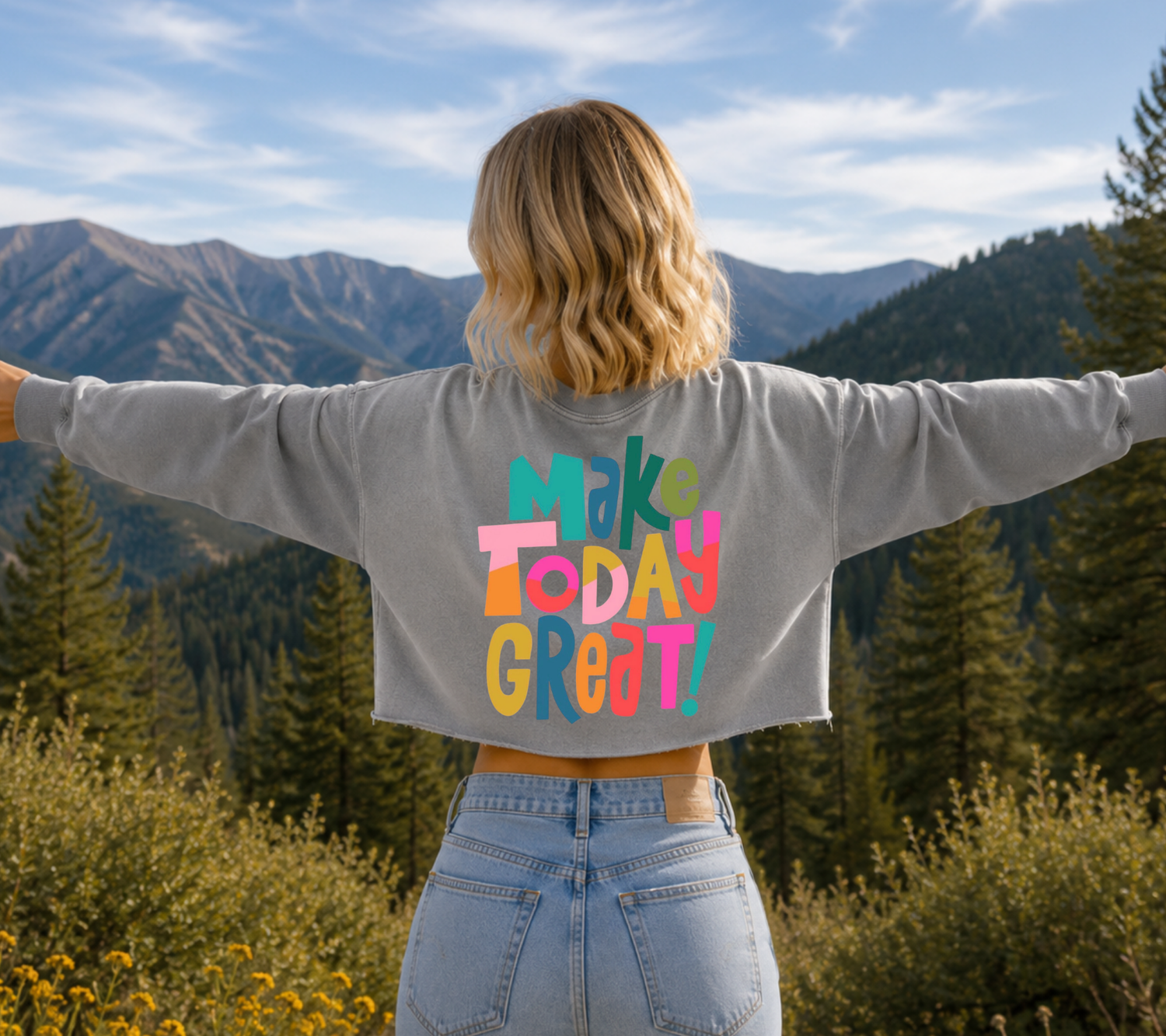 Cropped Sweatshirt - Make Today Great Hippo Boutique