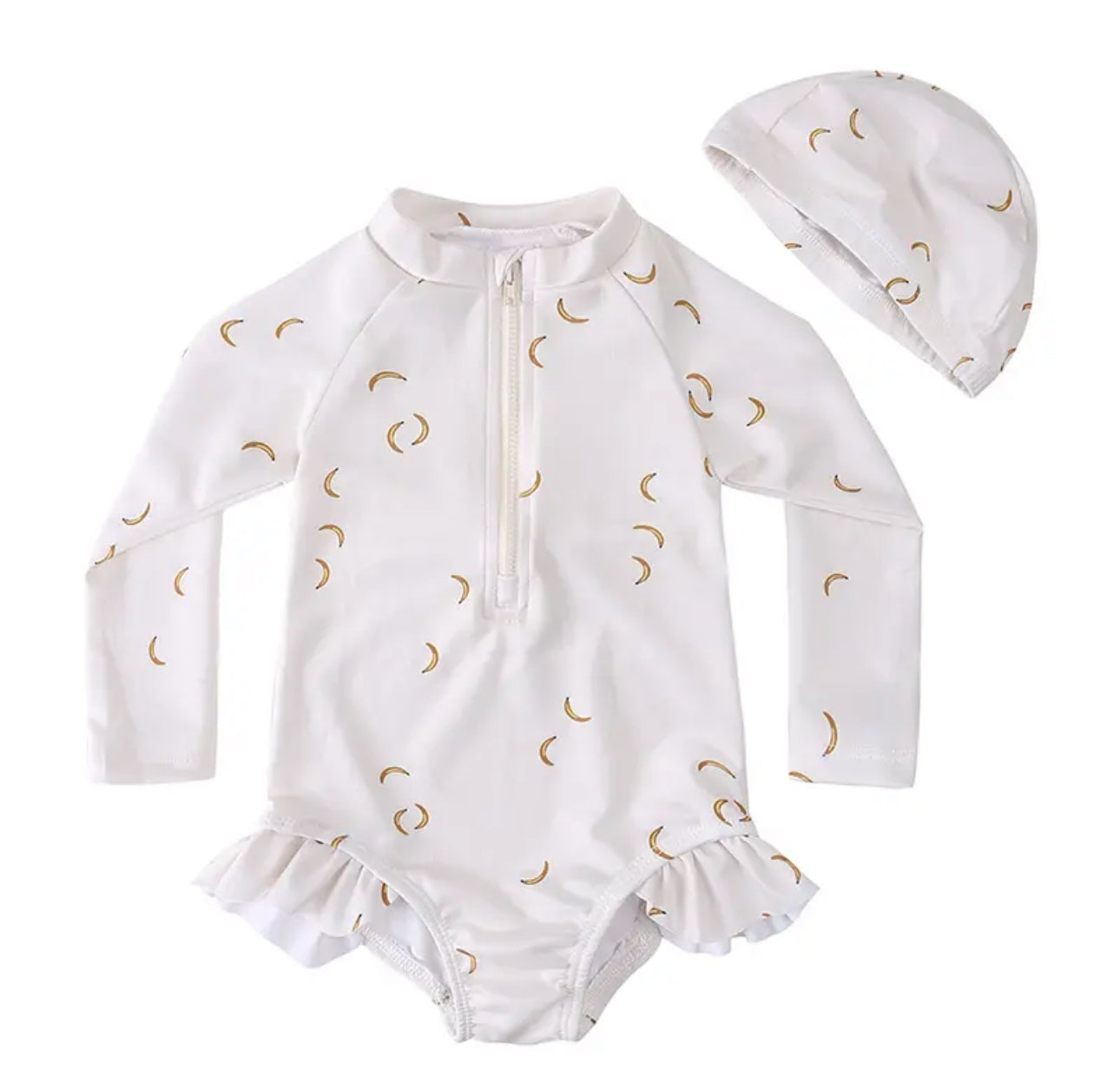 Baby Girl Floral & Moons One Piece Rash Guard Swimsuit Hippo Boutique