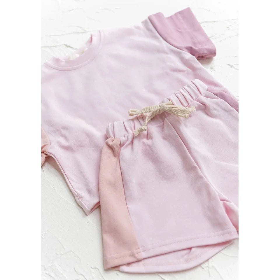 Baby & Toddler cotton color block t-shirt & shorts outfit Hippo Boutique