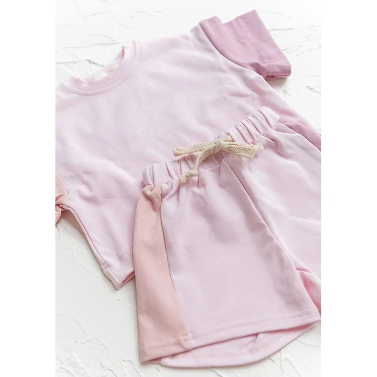 Baby & Toddler cotton color block t-shirt & shorts outfit Hippo Boutique