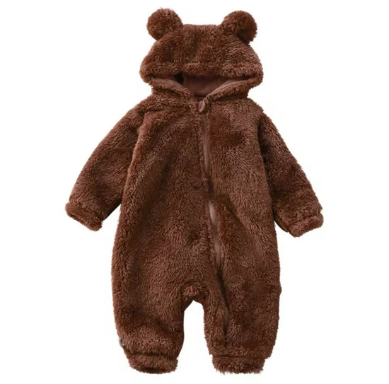 Furry Teddy Bear Baby Snowsuit One Piece Hippo Boutique