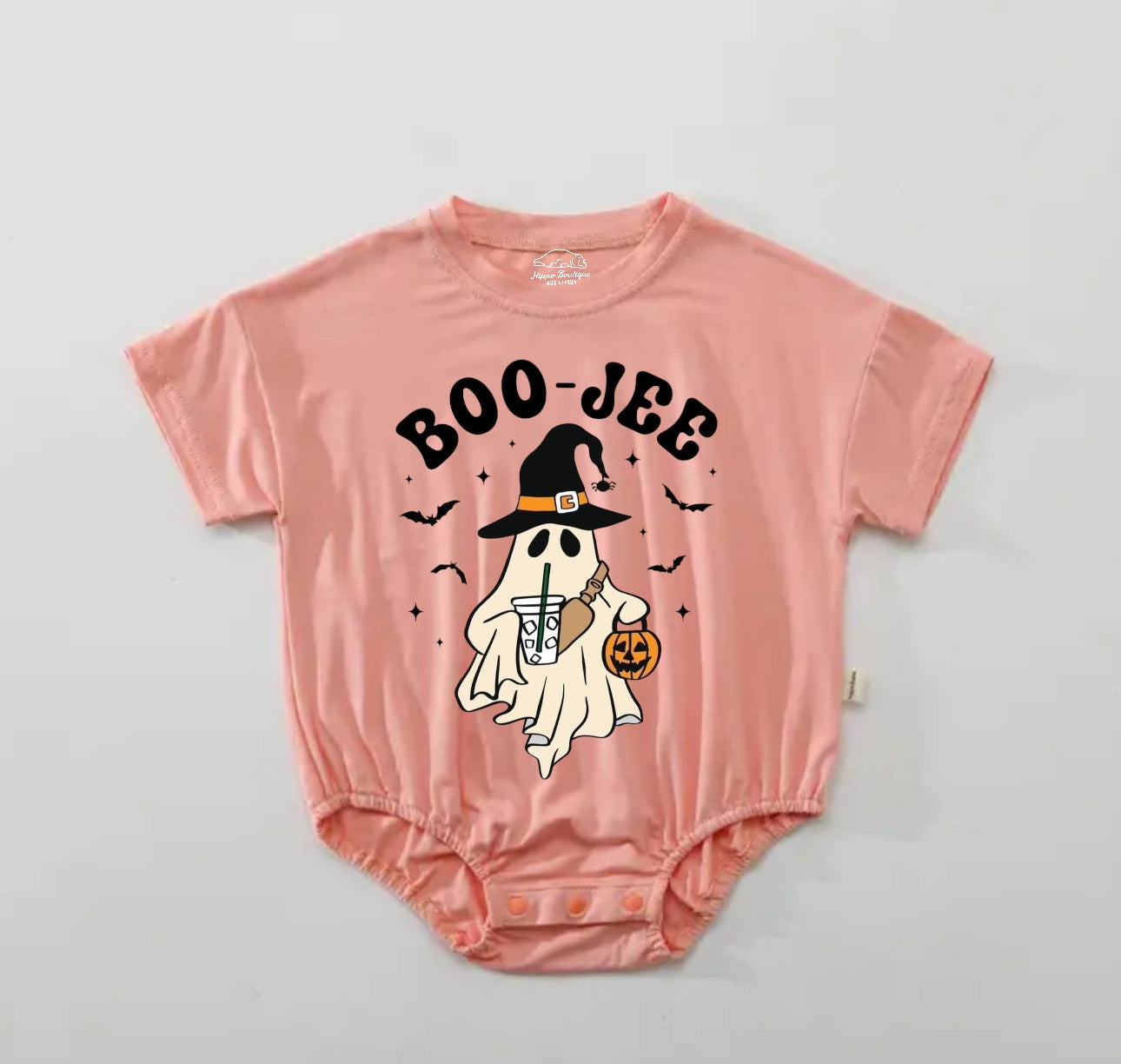 Baby Halloween t-shirt Bubble Romper - Boo Jee Ghost Hippo Boutique