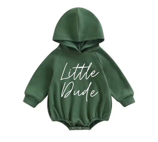 Little Dude Oversized Hooded Sweatshirt Romper Hippo Boutique