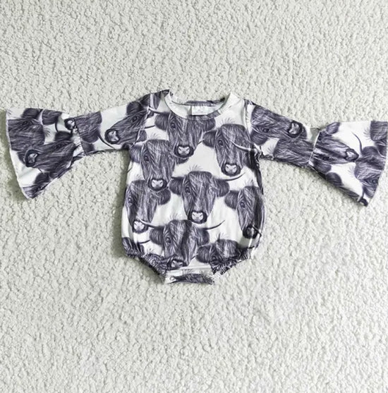 Western Cow Print Bubble Romper Hippo Boutique