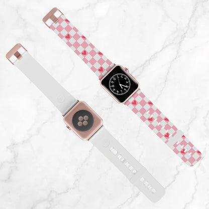 Apple Watch Band - Pink Checkered Hearts