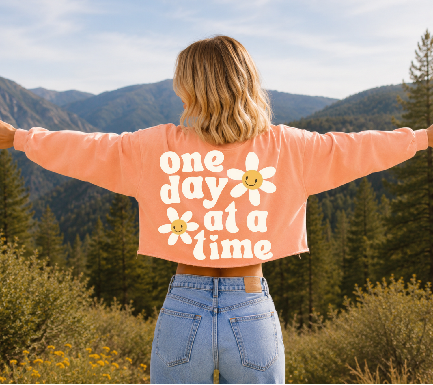Cropped Sweatshirt - One day at a time Hippo Boutique