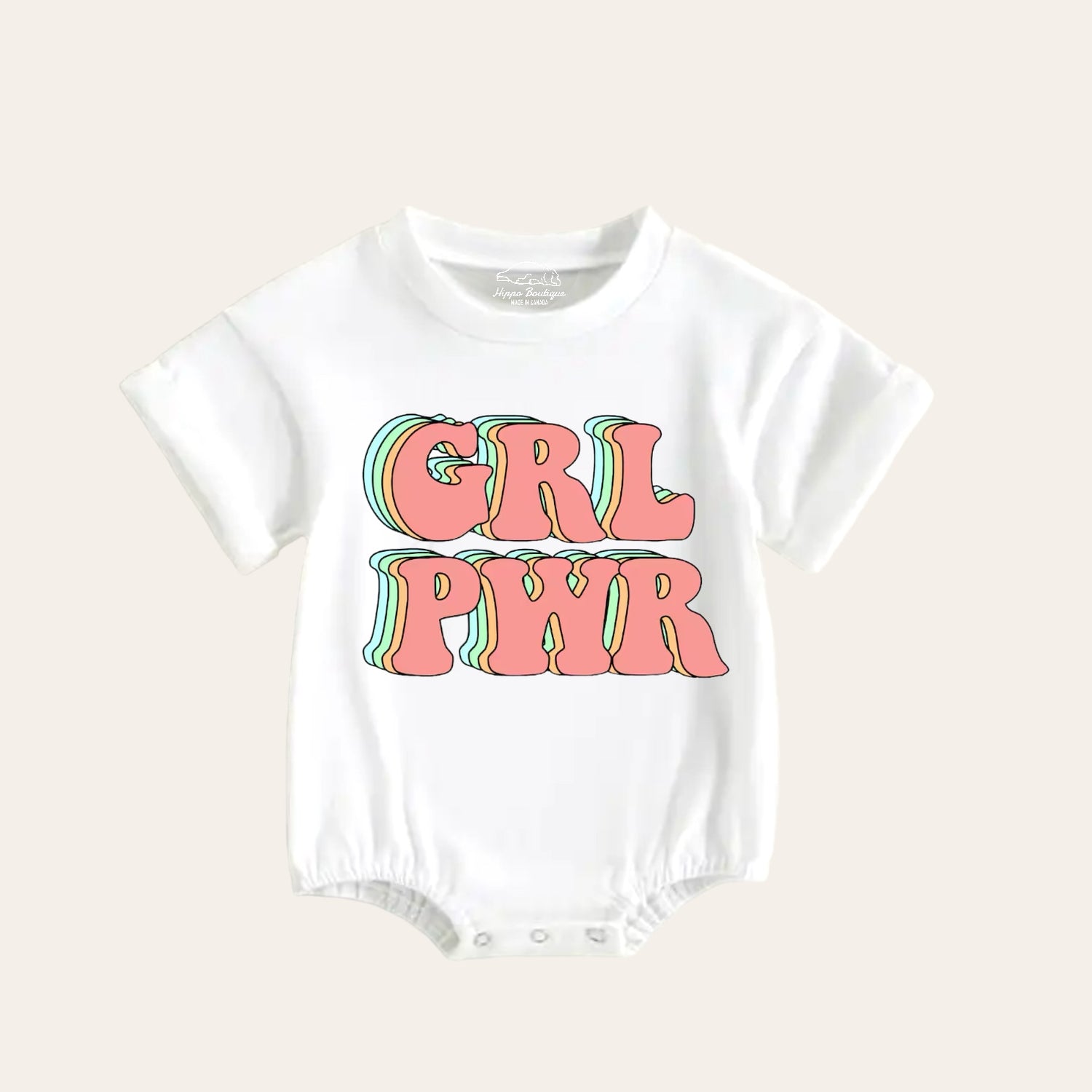 Retro Girl Power Baby Girl t-shirt Bubble Romper Hippo Boutique