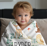 Forest Animals Baby Name Blanket Custom Hippo Boutique