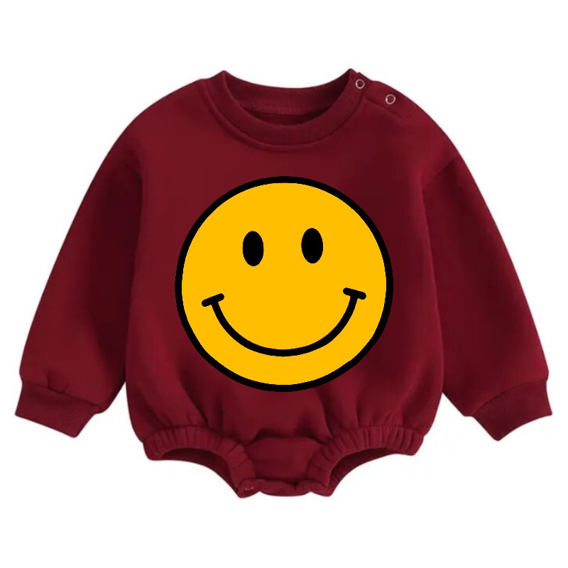 Soft warm fleece Baby Smile Oversized Sweatshirt Romper Hippo Boutique