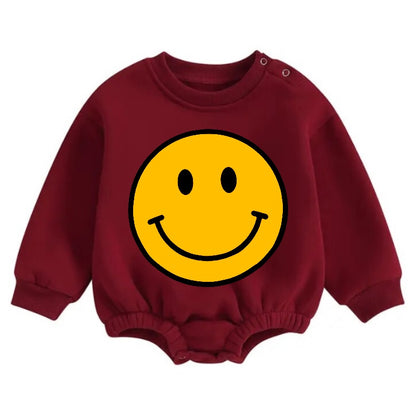 Soft warm fleece Baby Smile Oversized Sweatshirt Romper Hippo Boutique