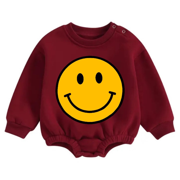 Soft warm fleece Baby Smile Oversized Sweatshirt Romper Hippo Boutique