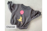 Pink Balloon Pooh baby Oversized Sweatshirt Romper Hippo Boutique