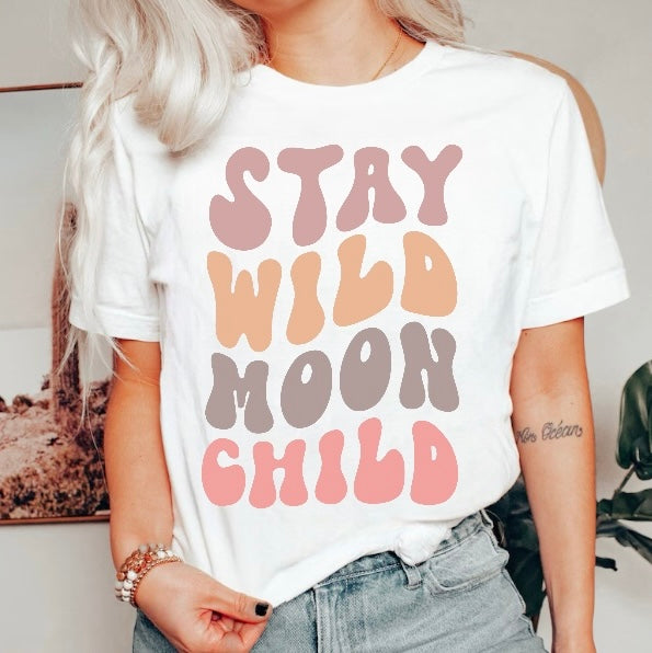 Stay Wild Moon Child Womens T-shirt Hippo Boutique
