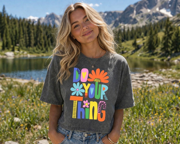 Oversized Washed Cropped T-Shirts - Do your thing Hippo Boutique