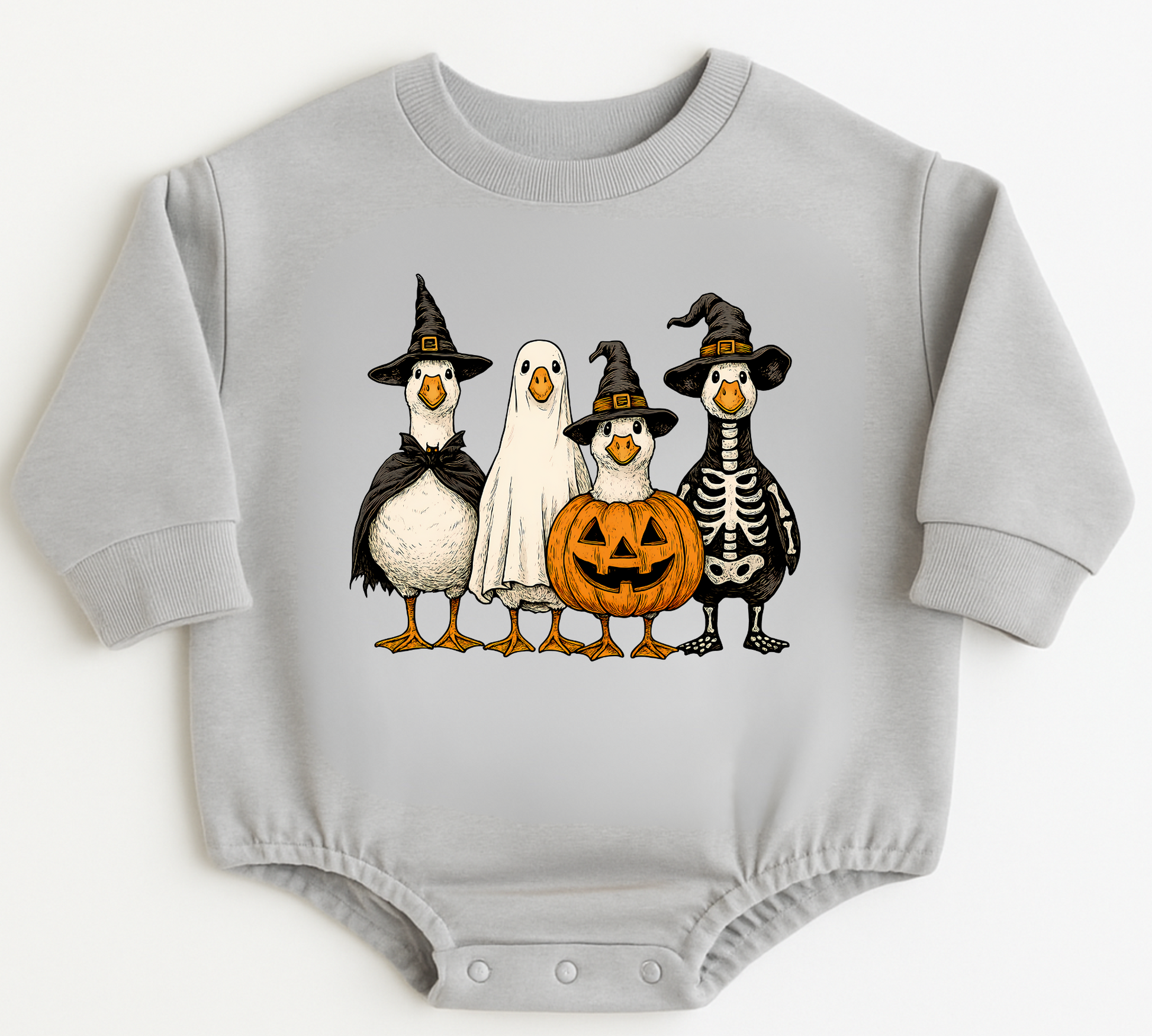 Ducks Halloween Baby Oversized Romper French Terry Hippo Boutique