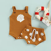 Sea Shell Baby Outfit set top and bummies Hippo Boutique