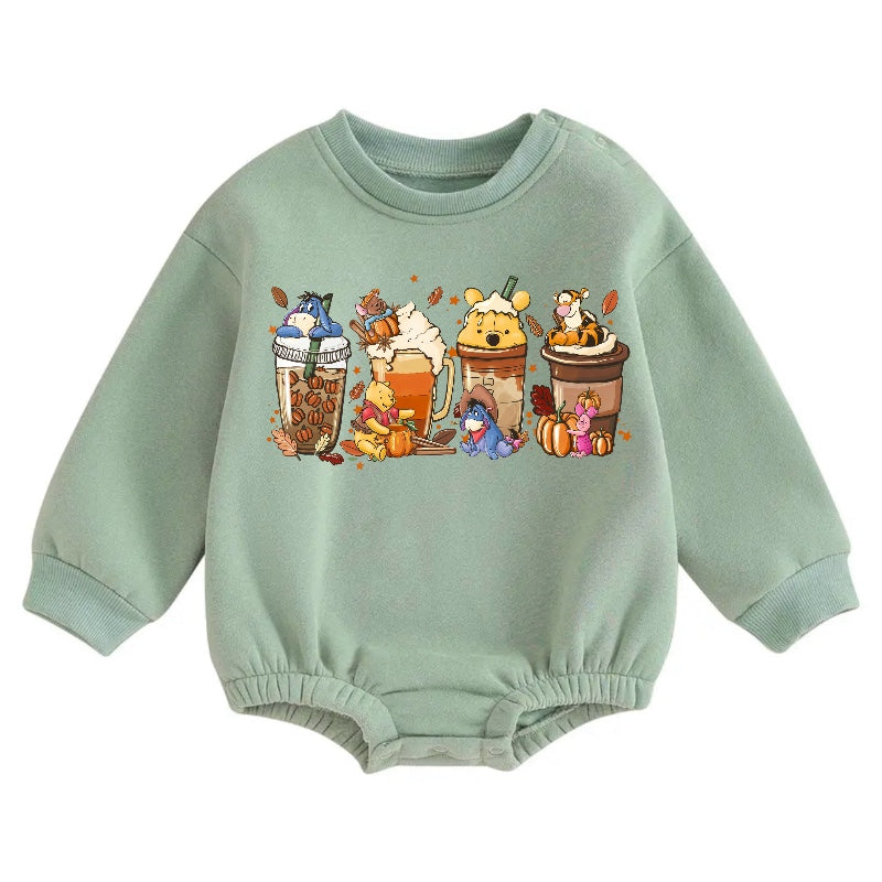 Soft warm fleece Baby pooh Fall Oversized Sweatshirt Romper Hippo Boutique