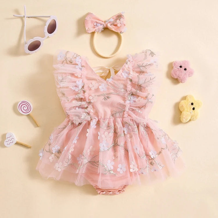 Floral Sleeveless Baby Romper Dress Hippo Boutique