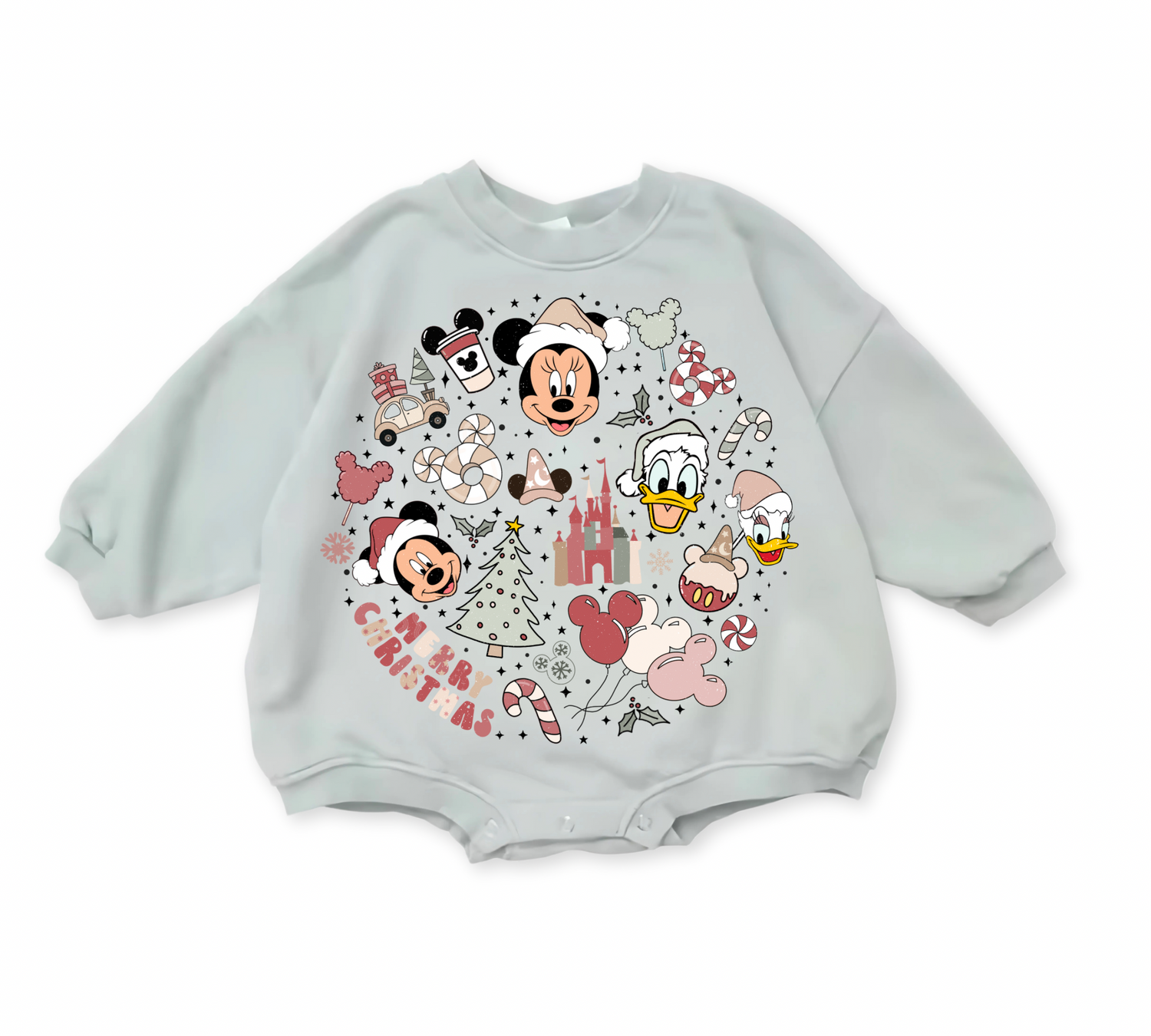 Christmas Mouse baby Oversized Sweatshirt Romper Hippo Boutique