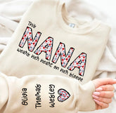 Custom Floral Nana Sweatshirt with children’s name on sleeve Hippo Boutique